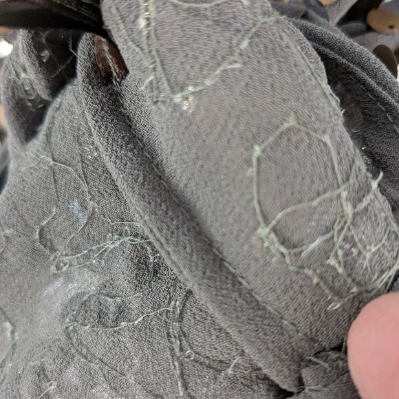 The Limited Top sz XS Grey Chiffon Sequin Front Silver Bronze Metallic Festive - Picture 5 of 9